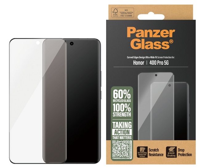 Protector de sticlă PanzerGlass - Ultra Wide Fit, Honor 400 Pro, transparent