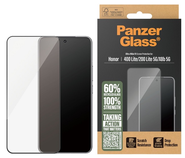Protector de sticlă PanzerGlass - Ultra Wide Fit, Honor Lite, transparent