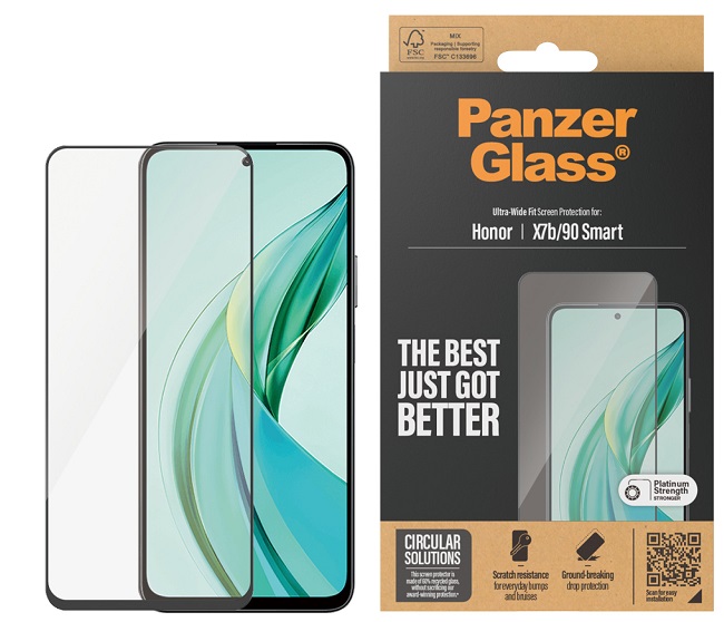 Protector de sticlă  PanzerGlass - Ultra Wide Fit, Honor X7b/90 smart, transparent