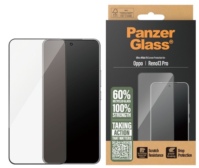 Protector de sticlă  PanzerGlass - Ultra Wide Fit, Oppo Reno 13 Pro, transparent