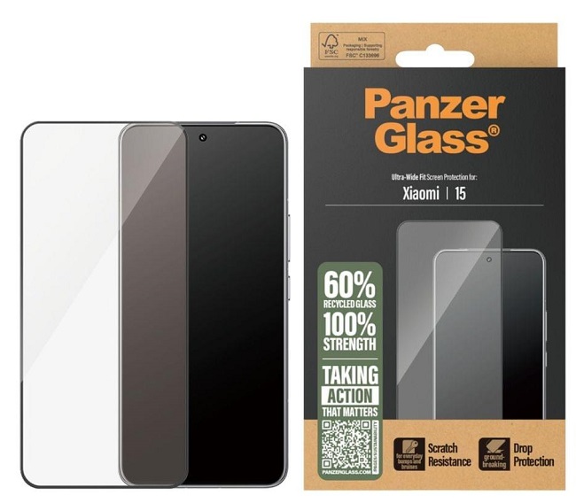 Protector de sticlă  PanzerGlass - Ultra Wide Fit, Redmi 15, transparent