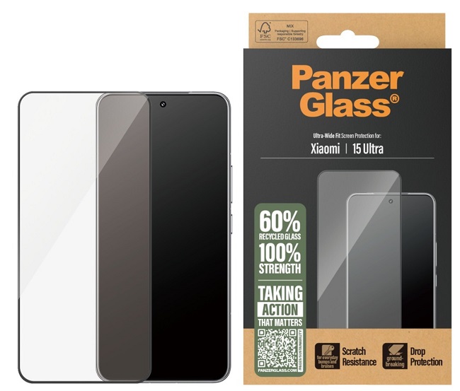 Protector de sticlă  PanzerGlass - Ultra Wide Fit, Redmi 15 Ultra, transparent