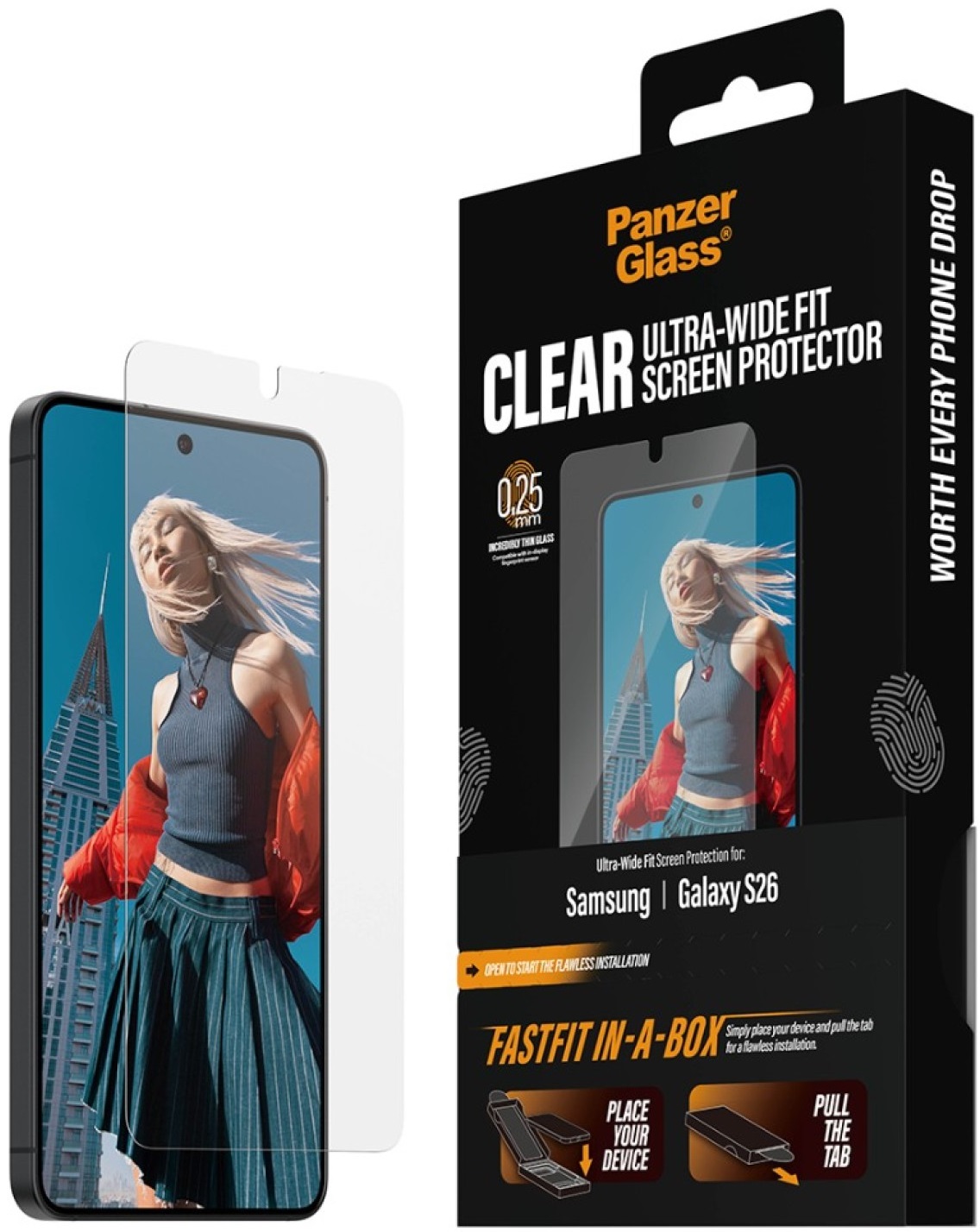 Protector de sticlă  PanzerGlass – UWF w. FASTFIT IN-A-BOX, Galaxy S26