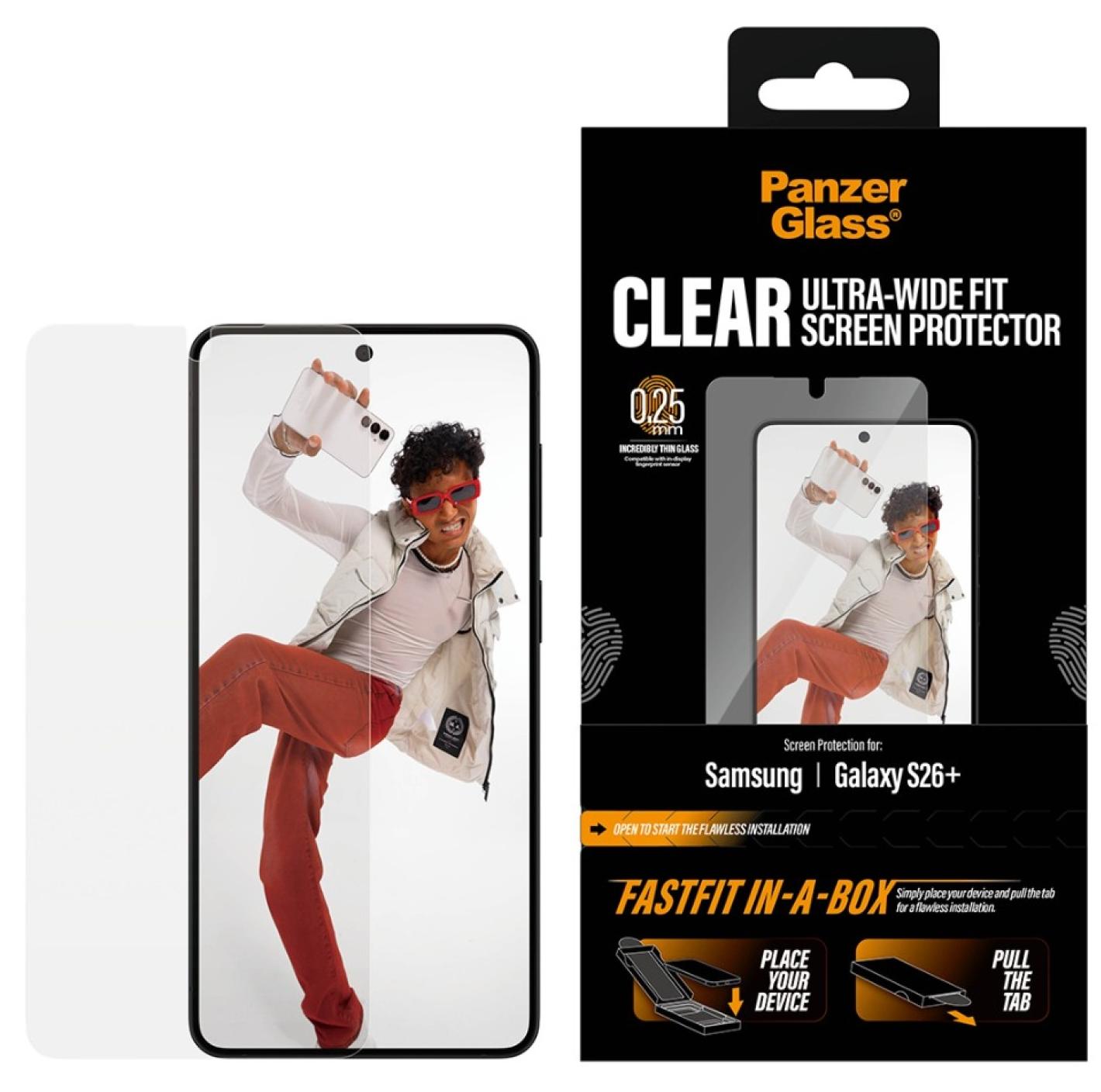 Protector de sticlă  PanzerGlass – UWF w. FASTFIT IN-A-BOX, Galaxy S26 Plus