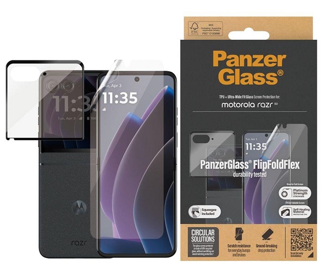 Protector de sticlă PanzerGlass - Ultra Wide Fit, Motorola Razr 50, transparent