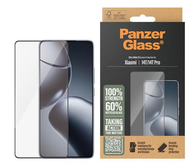 Protector de sticlă  PanzerGlass - Ultra Wide Fit, Redmi 14T/ 14T Pro, transparent