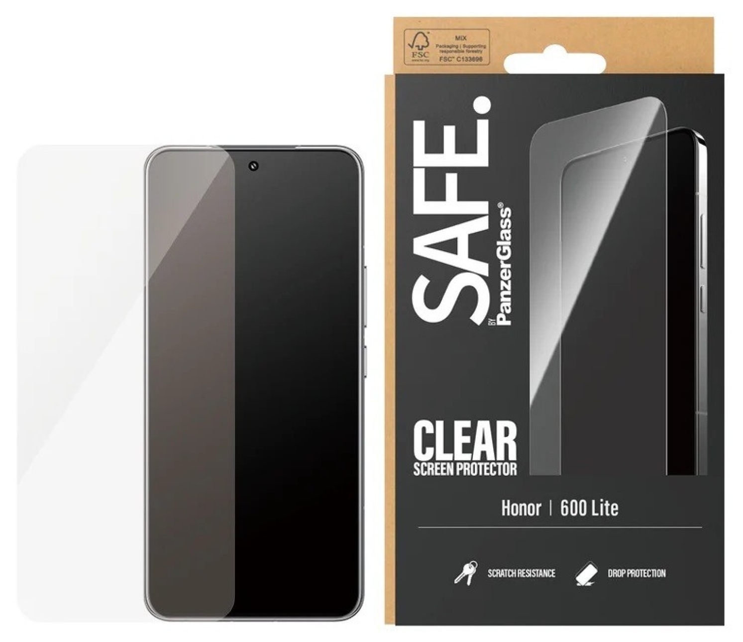 Protector de sticlă SAFE – Clear, Honor 600 Lite, transparent