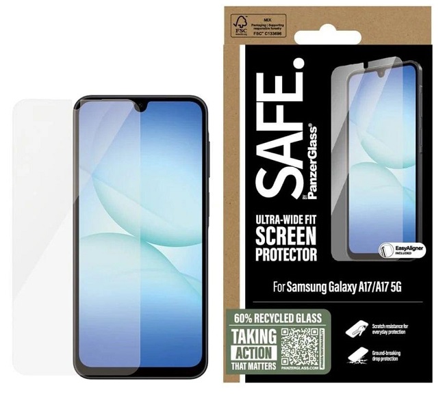 Protector de sticlă SAFE - Ultra Wide Fit, Galaxy A17, transparent