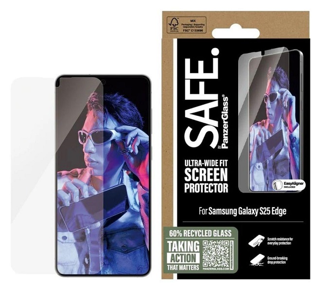 Protector de sticlă  SAFE - Ultra Wide Fit, Galaxy S25 Edge, transparent