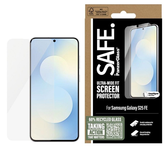 Folie sticla securizata SAFE de PanzerGlass Ultra-Wide Fit compatibila cu Samsung Galaxy S25 FE, Transparent - imagine 2