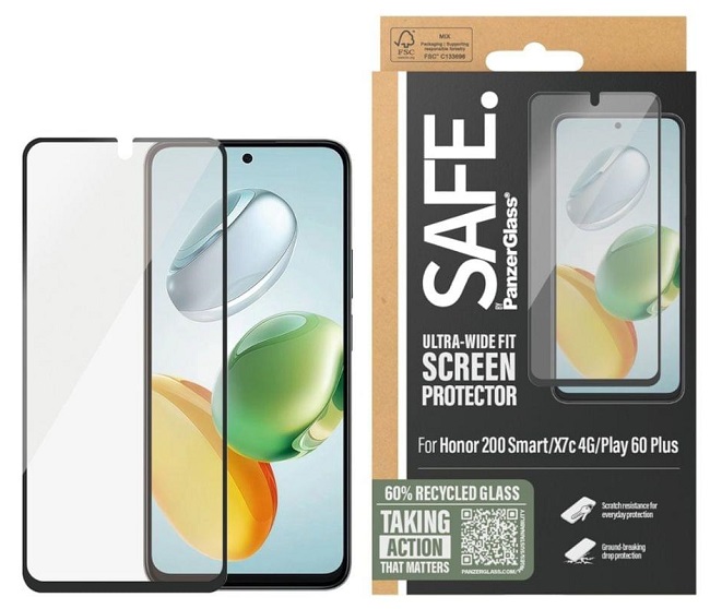 Protector de sticlă  SAFE - Ultra Wide Fit, Honor 200 Smart, transparent