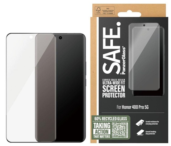 Protector de sticlă  SAFE - Ultra Wide Fit, Honor 400 Pro, transparent