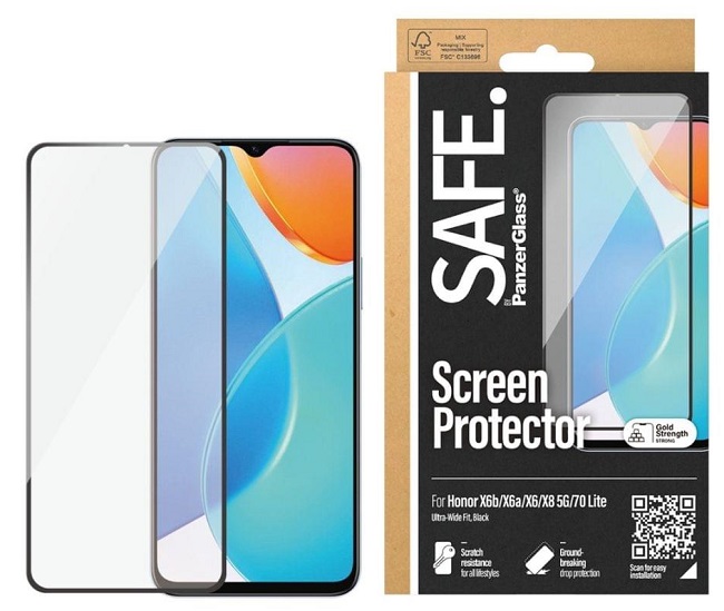 Protector de sticlă  SAFE - Ultra Wide Fit, Honor X6a/X6b/X6/X8/70 Lite, transparent