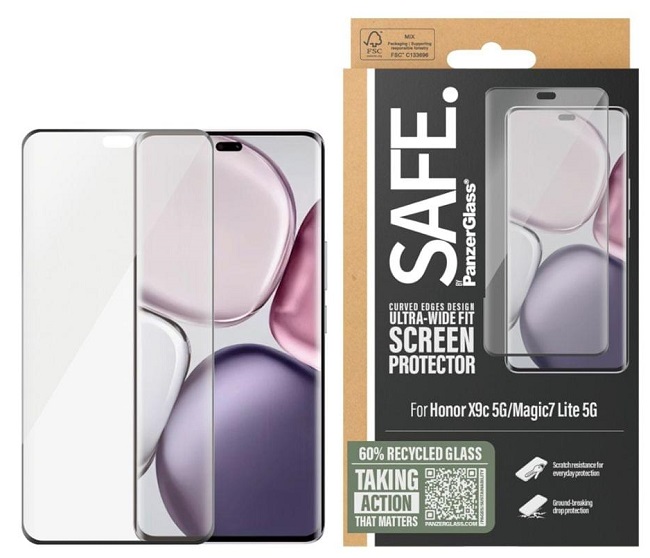 Protector de sticlă  SAFE - Ultra Wide Fit, Honor X9c/Magic 7 Lite, transparent