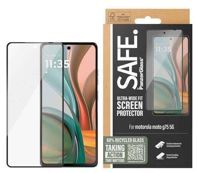Protector de sticlă  SAFE - Ultra Wide Fit, Moto G75, transparent