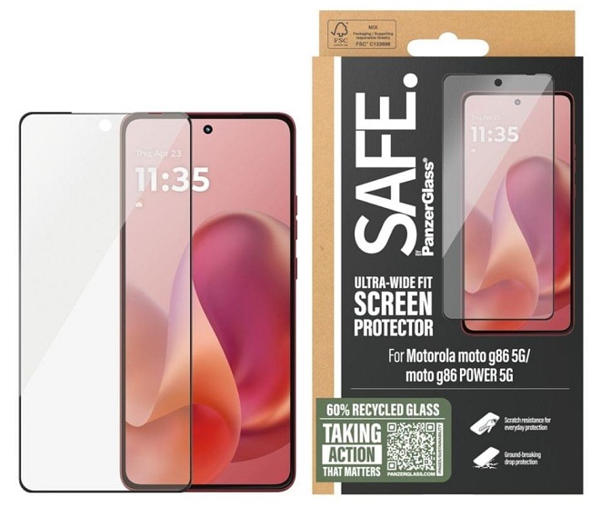 Protector de sticlă  SAFE - Ultra Wide Fit, Moto G86, transparent