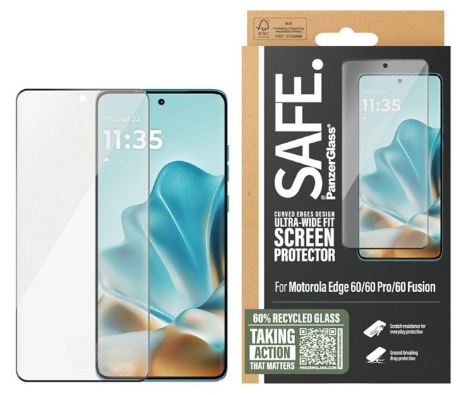 Protector de sticlă  SAFE - Ultra Wide Fit, Motorola Edge 60, transparent