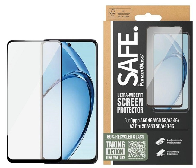 Protector de sticlă SAFE - Ultra Wide Fit, Oppo A60, transparent
