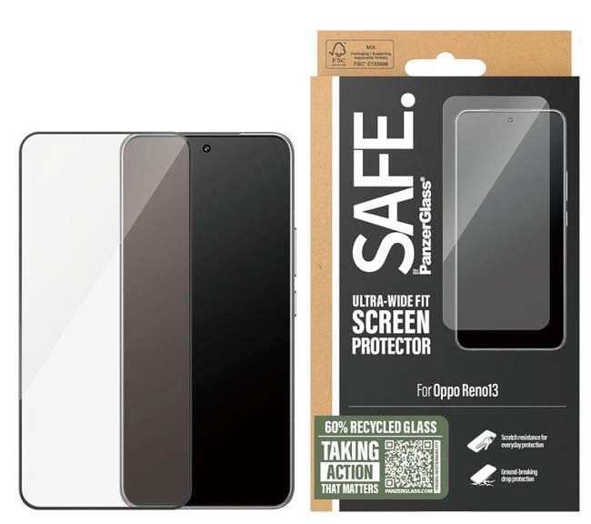 Protector de sticlă SAFE - Ultra Wide Fit, Oppo Reno 13, transparent