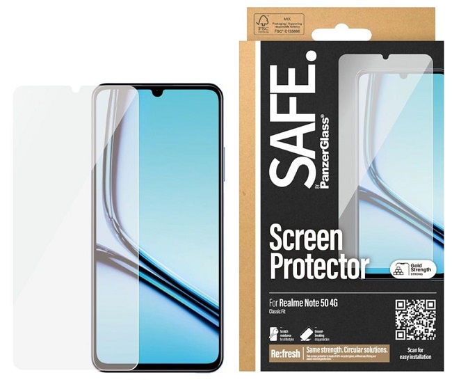 Protector de sticlă  SAFE - Ultra Wide Fit, Realme Note 50, transparent