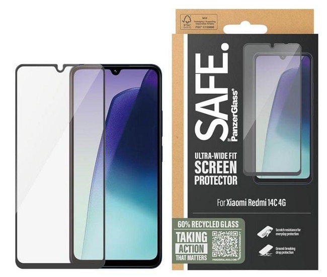 Protector de sticlă  SAFE - Ultra Wide Fit, Redmi 14C, transparent