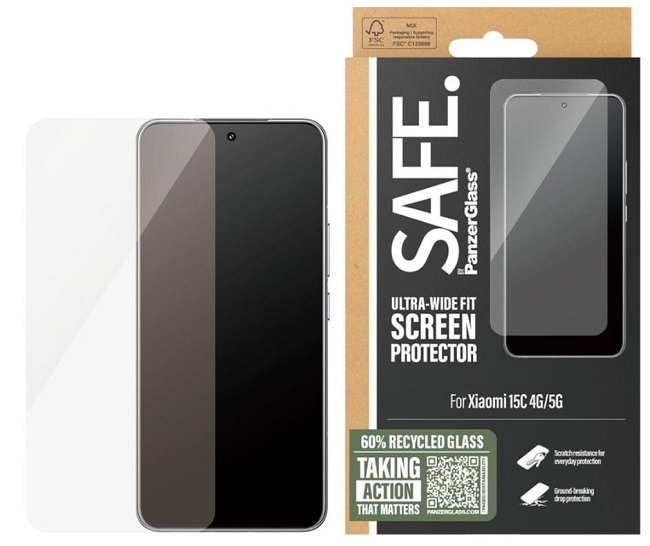 Protector de sticlă  SAFE - Ultra Wide Fit, Redmi 15C, transparent