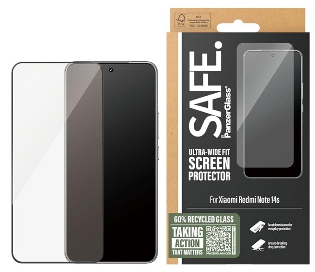 Protector de sticlă  SAFE - Ultra Wide Fit, Redmi Note 14s, transparent