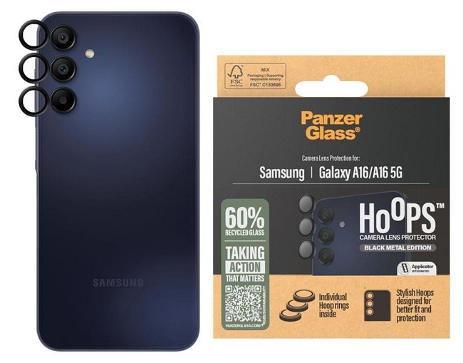 Protector de sticlă pentru cameră PanzerGlass - Hoops, Galaxy A16, negru
