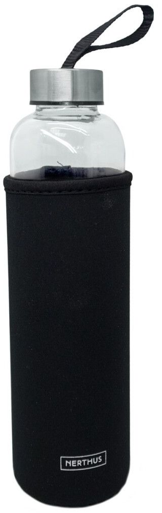 Sticlă de sticlă Nerthus - Negru, protecție din neopren, 600 ml