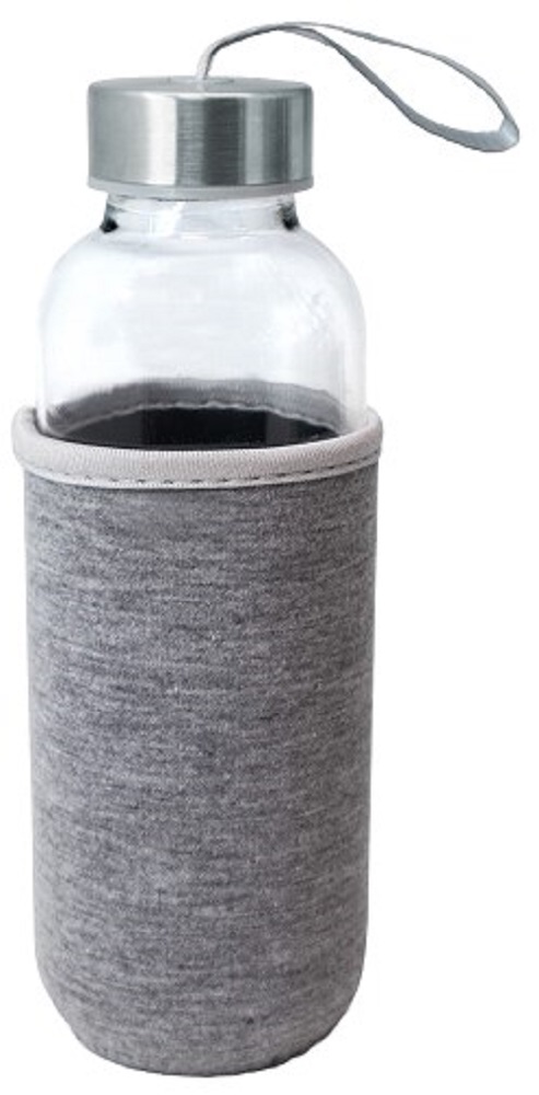 Sticlă de sticlă Nerthus - Gri, protecție din neopren, 400 ml
