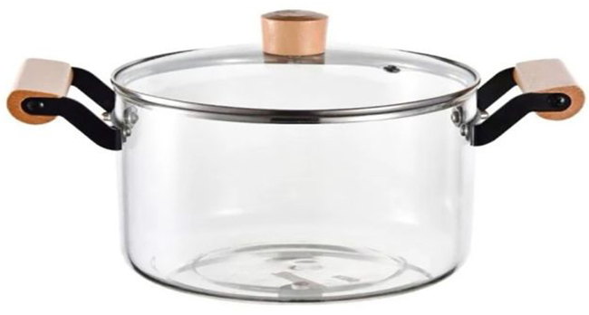 Oală de sticlă Morello - Crystal, 2.5 l, cu mânere din lemn