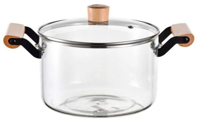 Oală de sticlă Morello - Crystal, 3.5 l, cu mânere din lemn