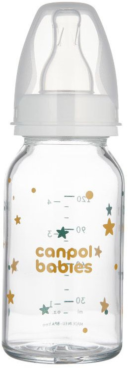Biberon de sticlă Canpol - 120 ml, 3 luni+, anticolici