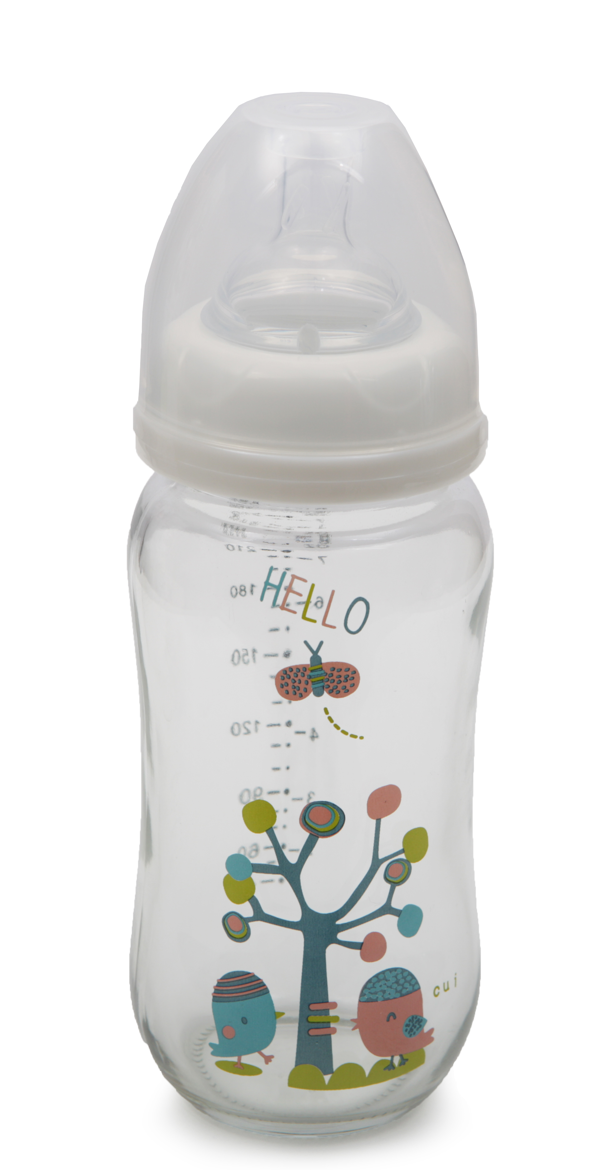 Biberon din sticla cu gat larg Cangaroo, 240 ml