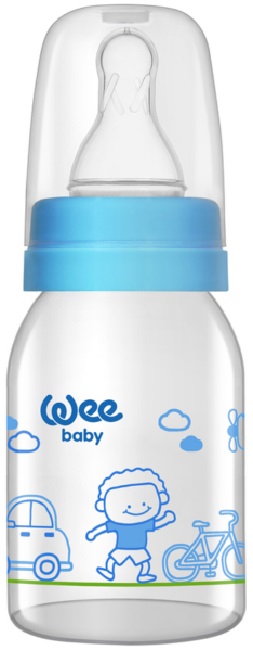 Biberon din sticlă Wee Baby Classic, 250 ml, albastră