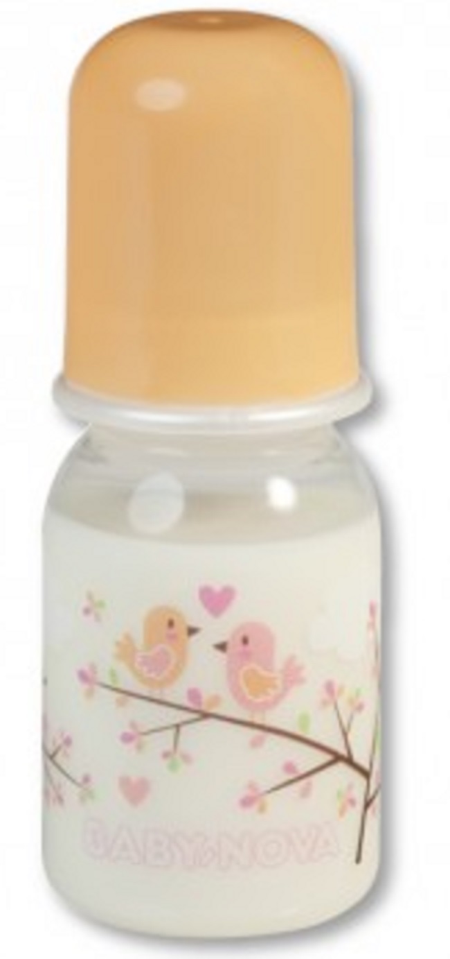Sticlă de plastic standardă  Baby Nova - 125 ml, păsări