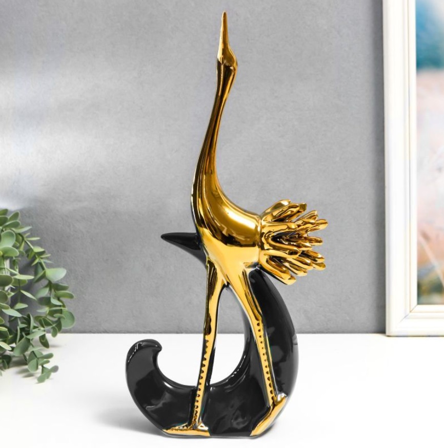 Statuetă Morello - Flamingo Black &amp; Gold, 34 х 12 х 7.5 cm