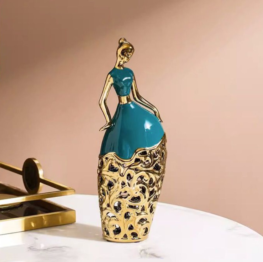 Statuetă Morello - Lady Green &amp; Gold, 31.5 х 10 х 7.5 cm