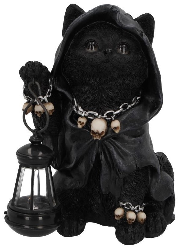 Statuetă Nemesis Now Adult: Gothic - Reaper's Feline Lantern, 18 cm