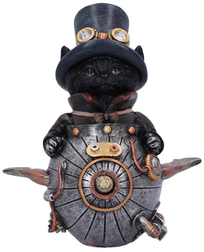 Statuetă Nemesis Now Adult: Steampunk - Feline Invention, 14 cm