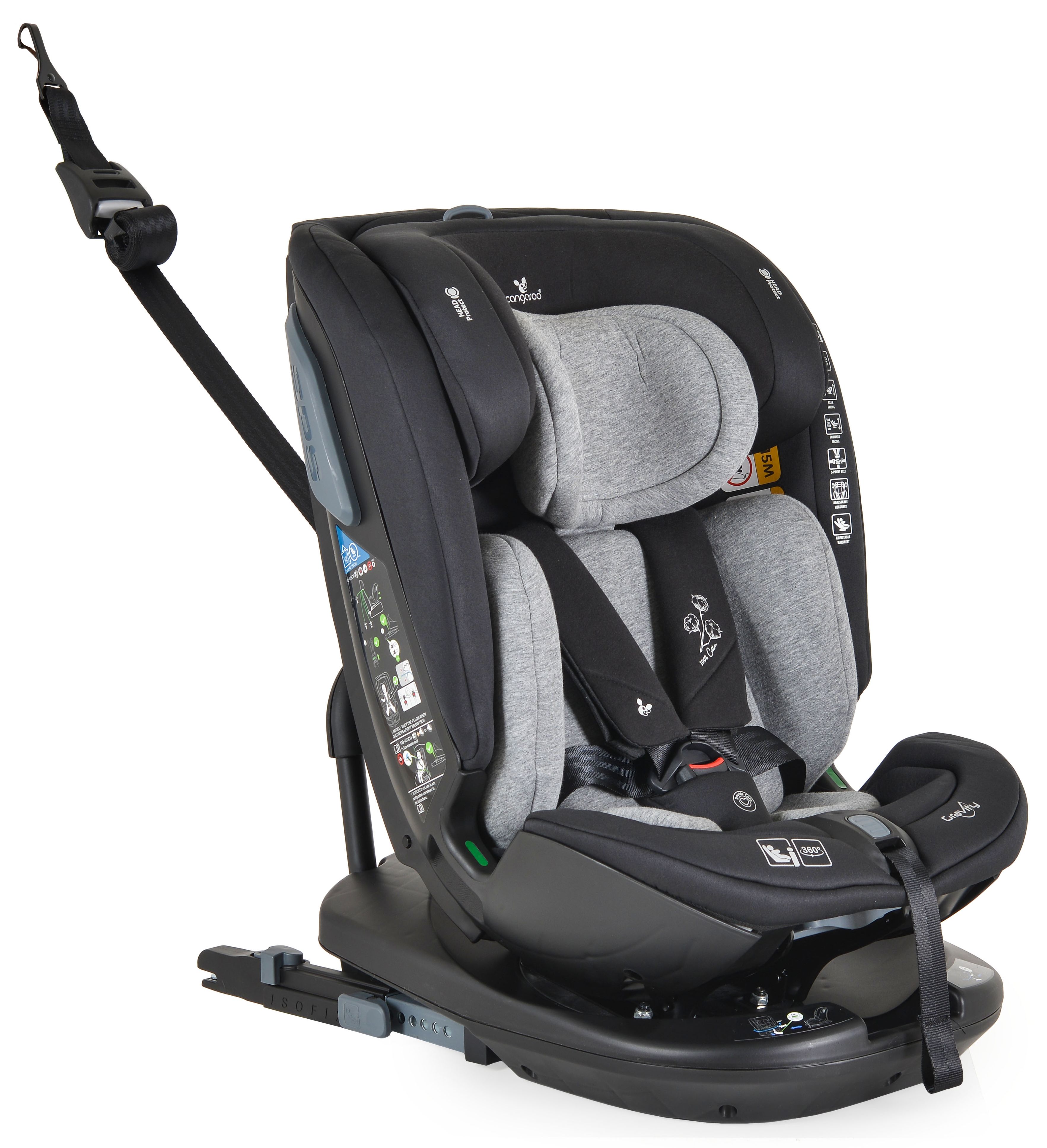 Scaun auto Cangaroo - Gravity, 360°, i-Size, с IsoFix , 40-150 cm, gri