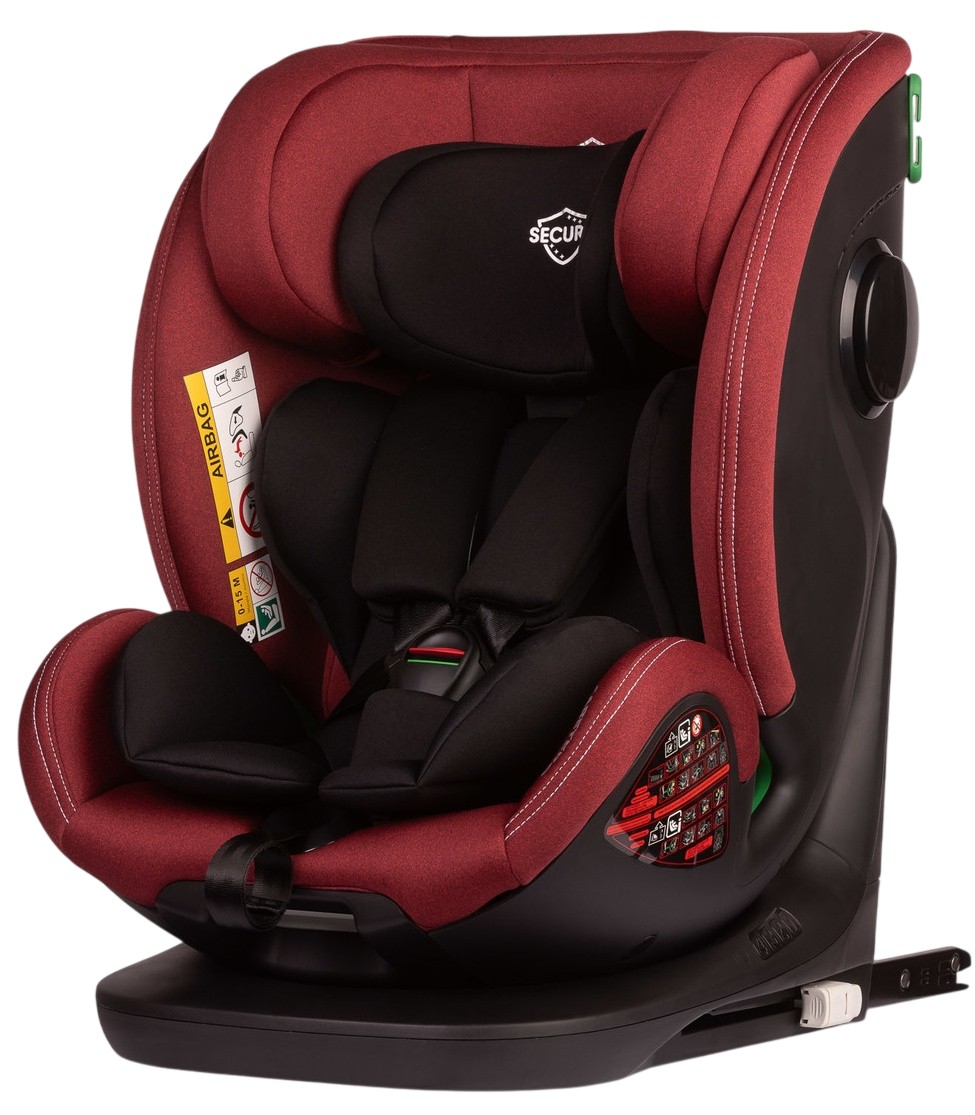 Scaun auto Caretero - Securo, 360°, i-Size, IsoFix, 40-150 cm, vișiniu