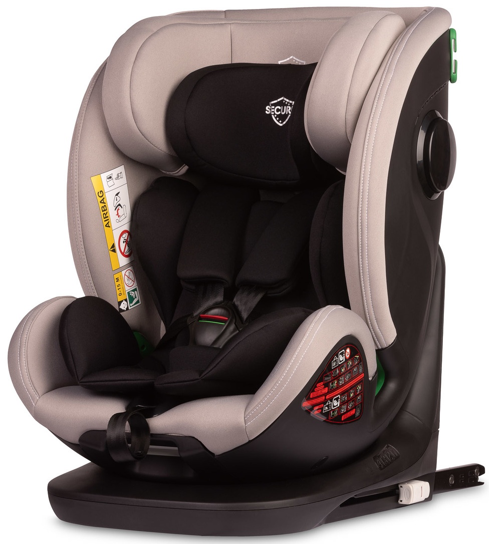 Scaun auto Caretero - Securo, 360°, i-Size, IsoFix, 40-150 cm, gri deschis