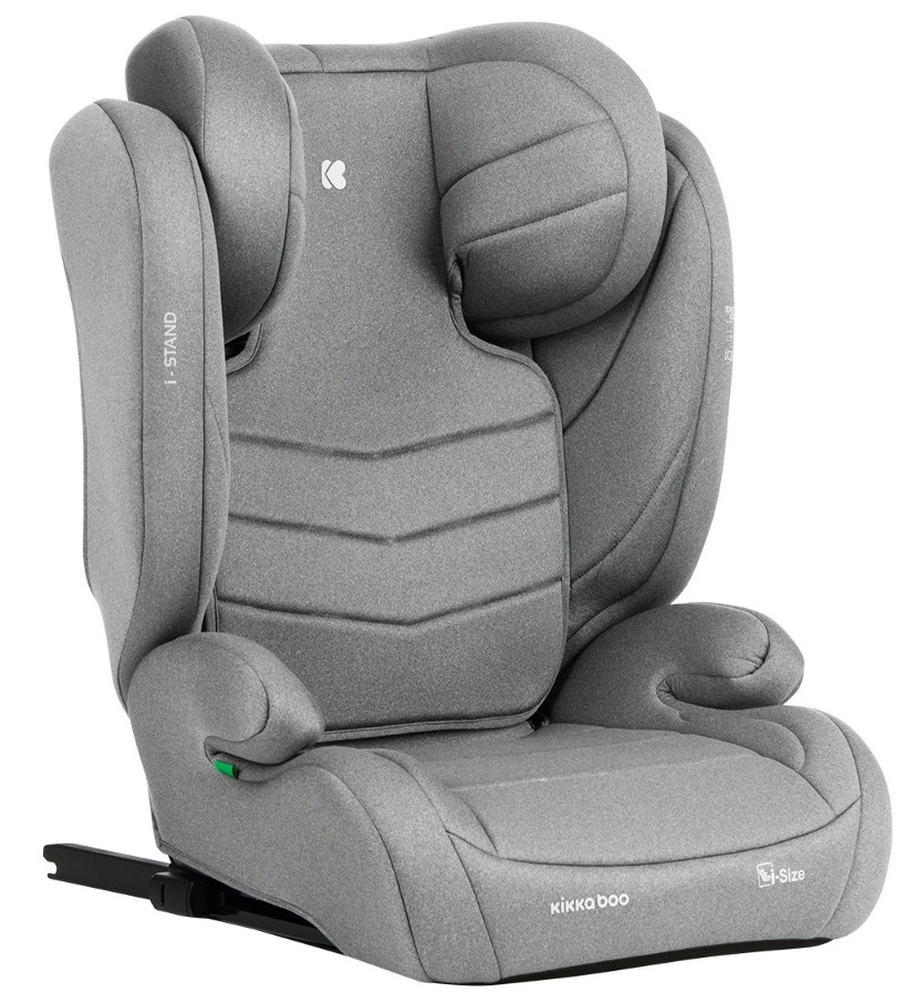 Scaun auto KikkaBoo - i-Stand, IsoFix, i-Size, 100-150 cm, Light Grey