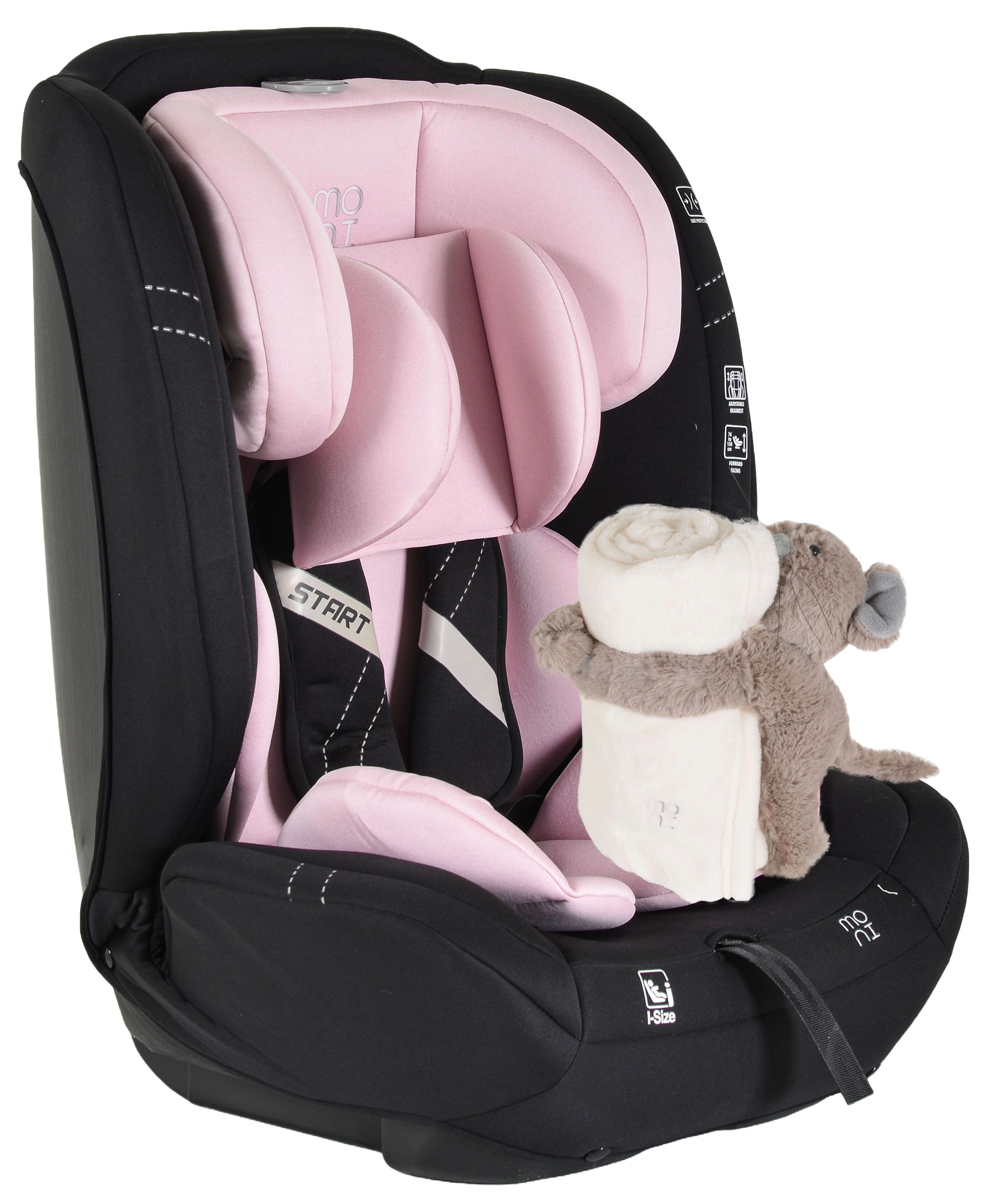 Scaun auto  Moni - Start, i-Size, 76-150 cm, roz + cadou