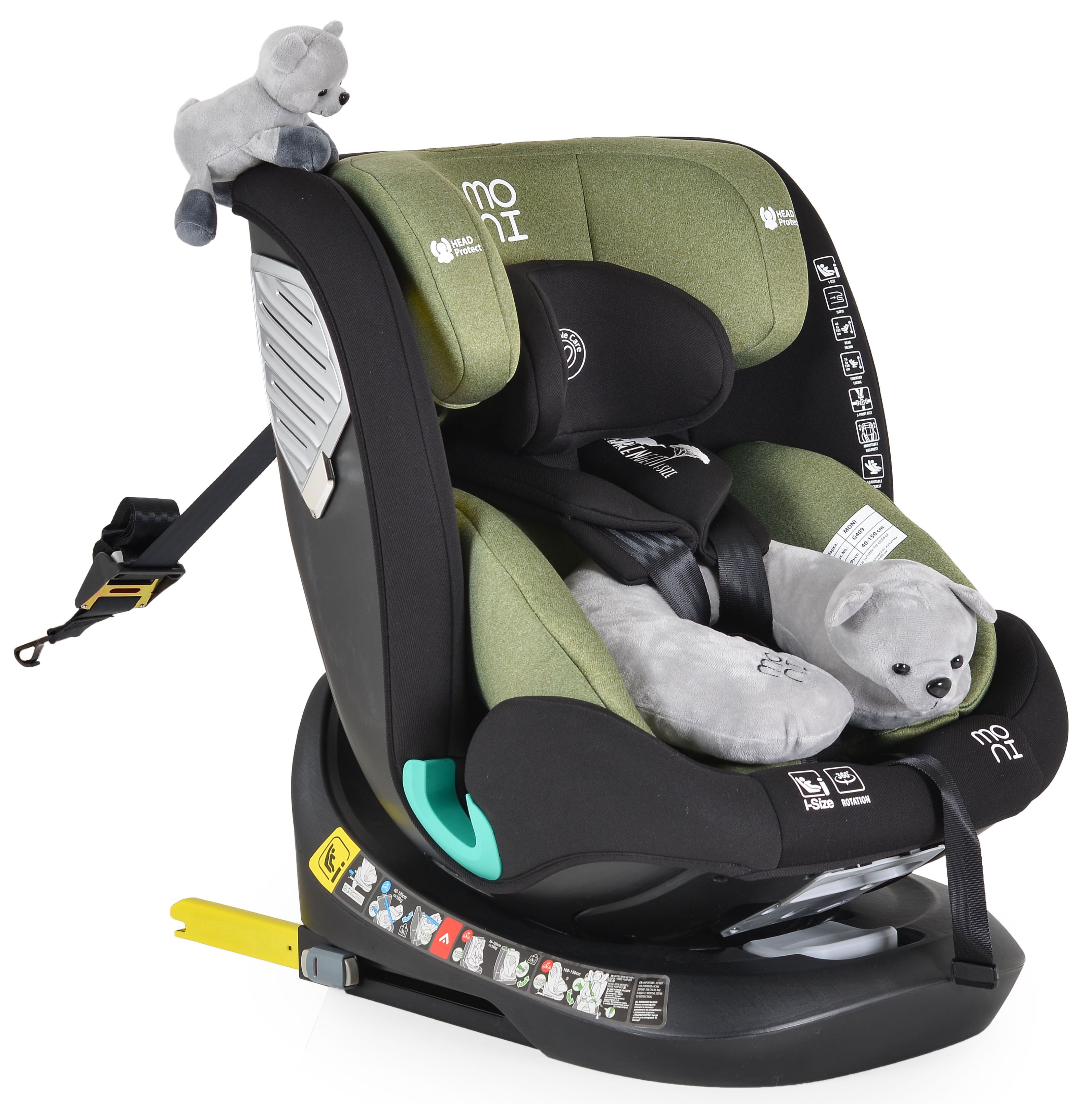 Scaun auto  Moni - Serengeti, i-Size, IsoFix, 360°, 40-150 cm, verde