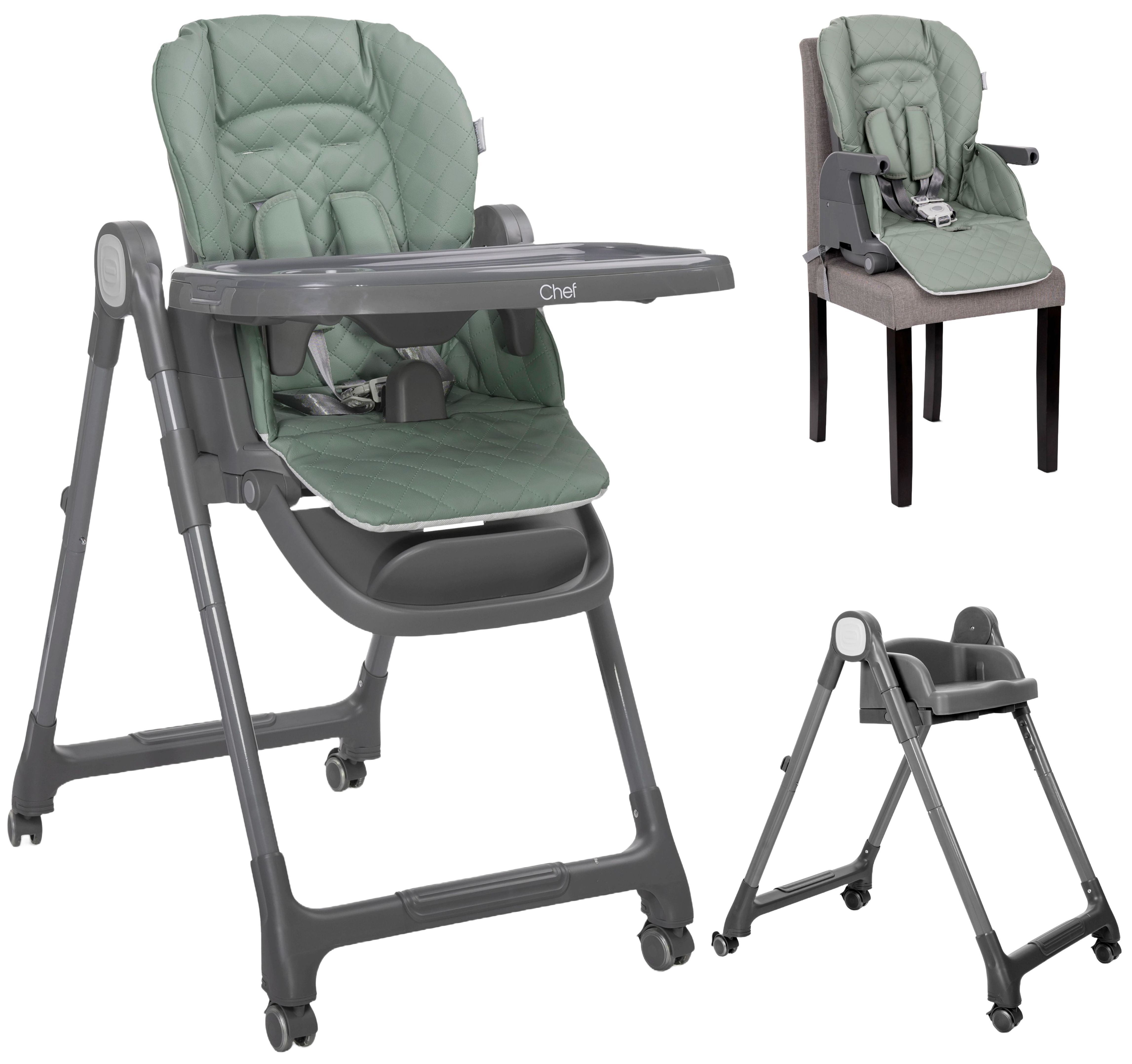 Scaun de masă 3 în 1 Lorelli - Chef, Green Leather