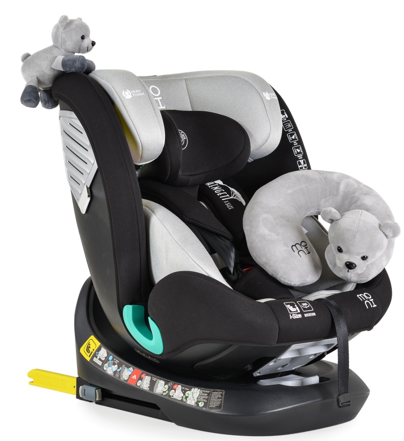 Scaun auto Moni - Serengeti, IsoFix, I-Size, 40-150 cm, gri deschis