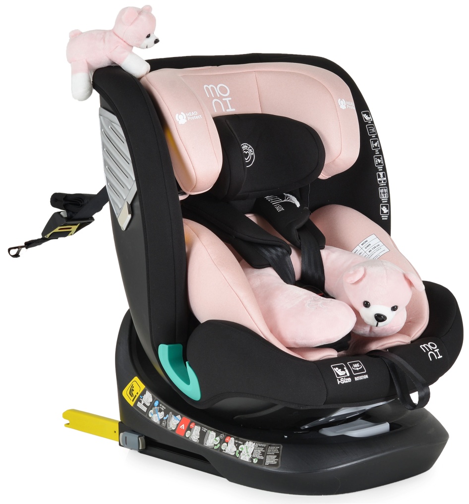 Scaun de masă pentru copii  Moni - Serengeti, IsoFix, I-Size, 40-150 cm, roz