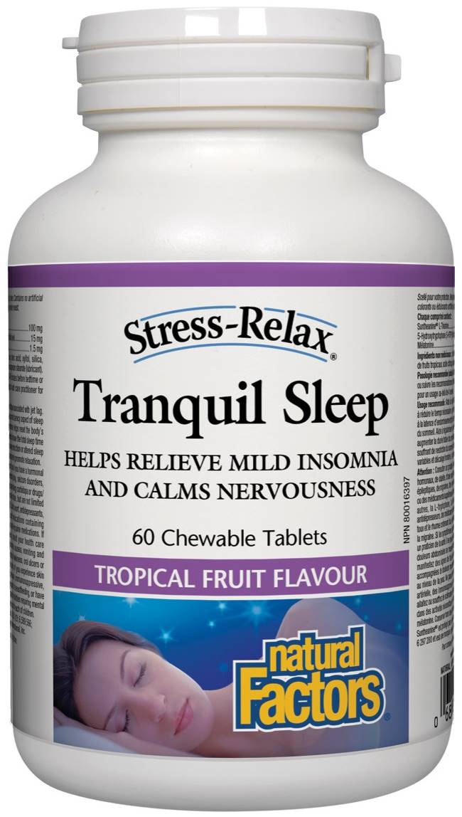Stress-Relax Tranquil Sleep, 60 comprimate masticabile, Natural Factors
